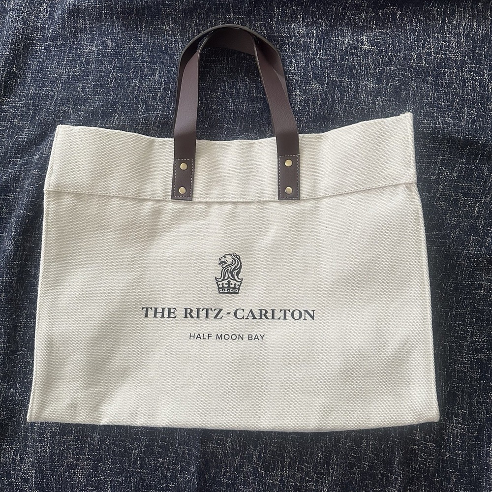 Ritz Carlton Half Moon Bay California Resort Logo Canvas Beach Tote 18"x13.5"x8"